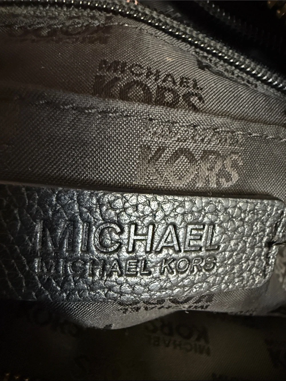 Michael Kors Black Leather Satchel with Gold-Tone Turn Lock